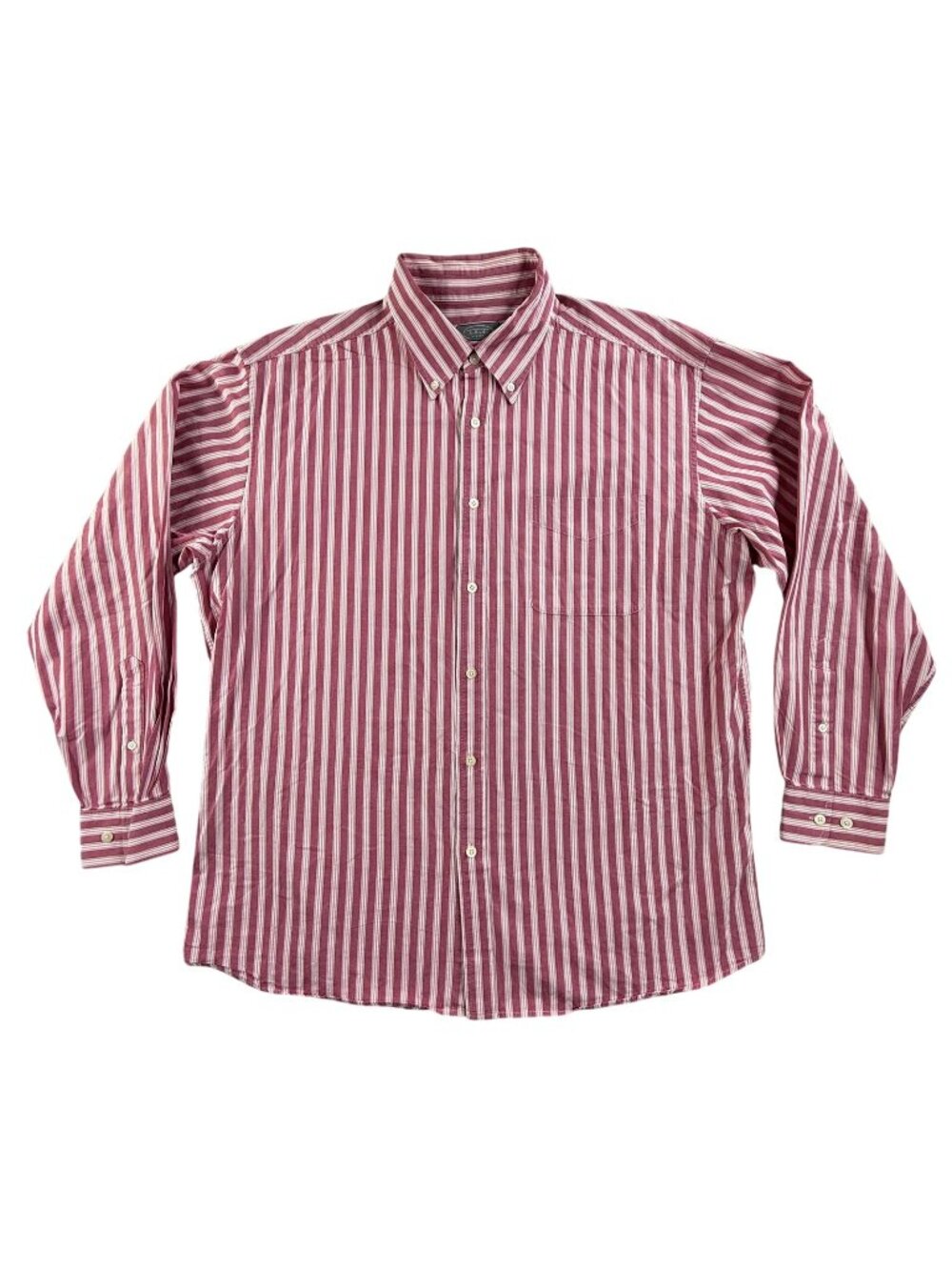 Vintage Talbots Shirt Mens XL Pink Striped Button Down Long Sleeve Cotton Pocket